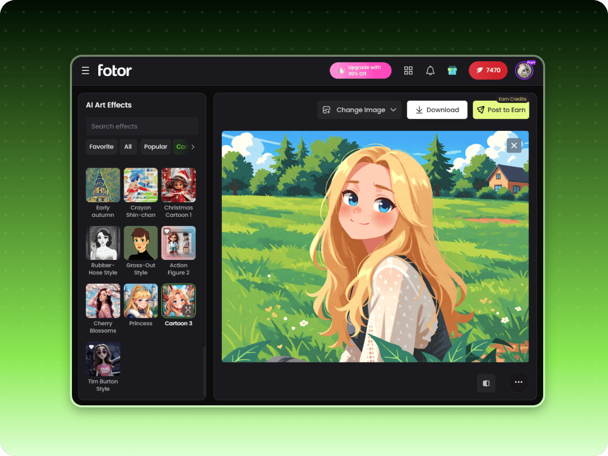 Step two to select the cartoon style
