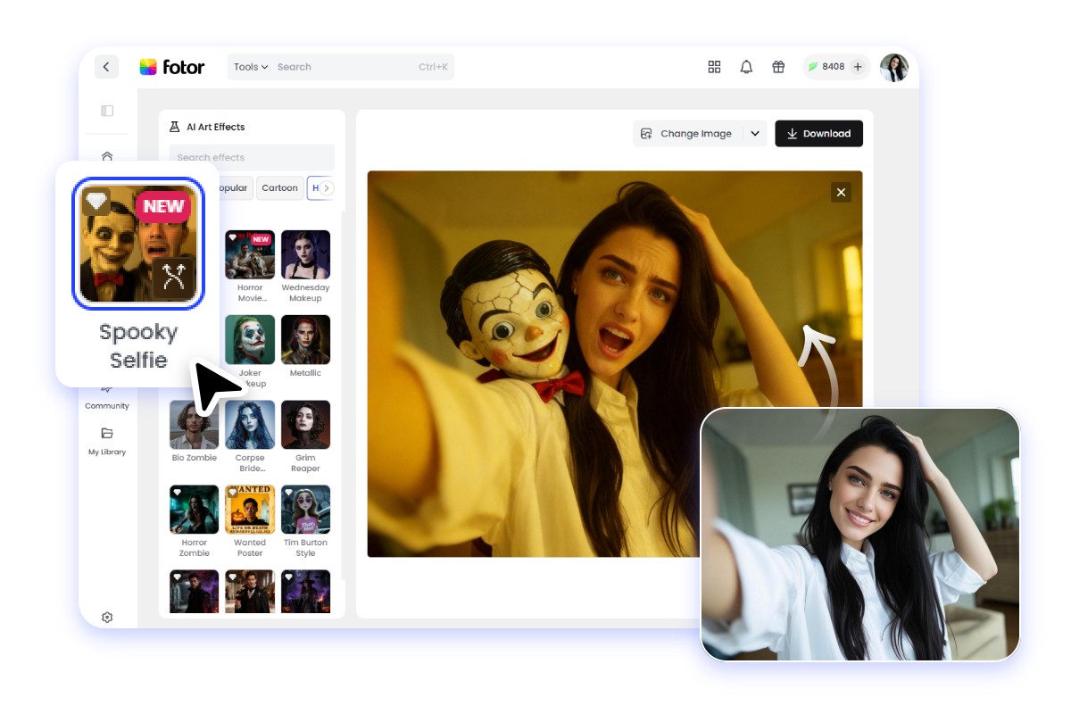 Steps to use Fotor AI Halloween filter online for free