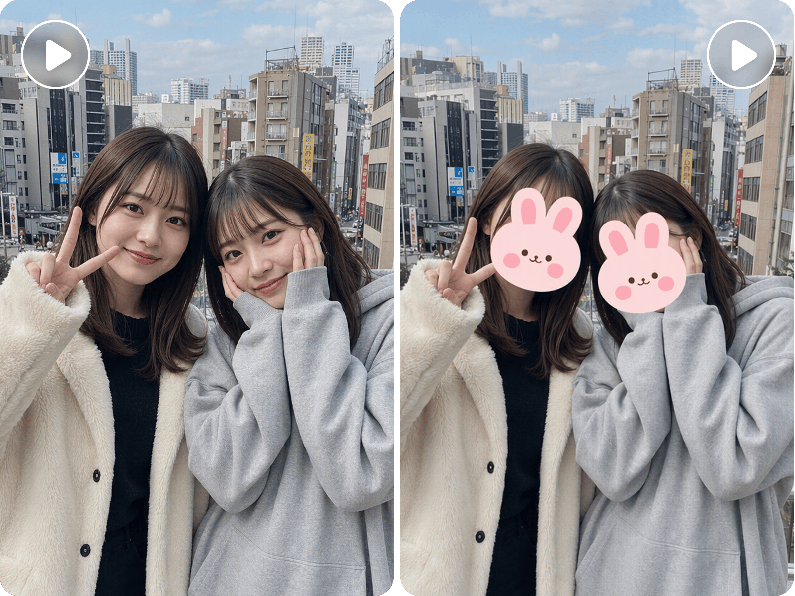 複数人の動画でも顔を自然に隠せる