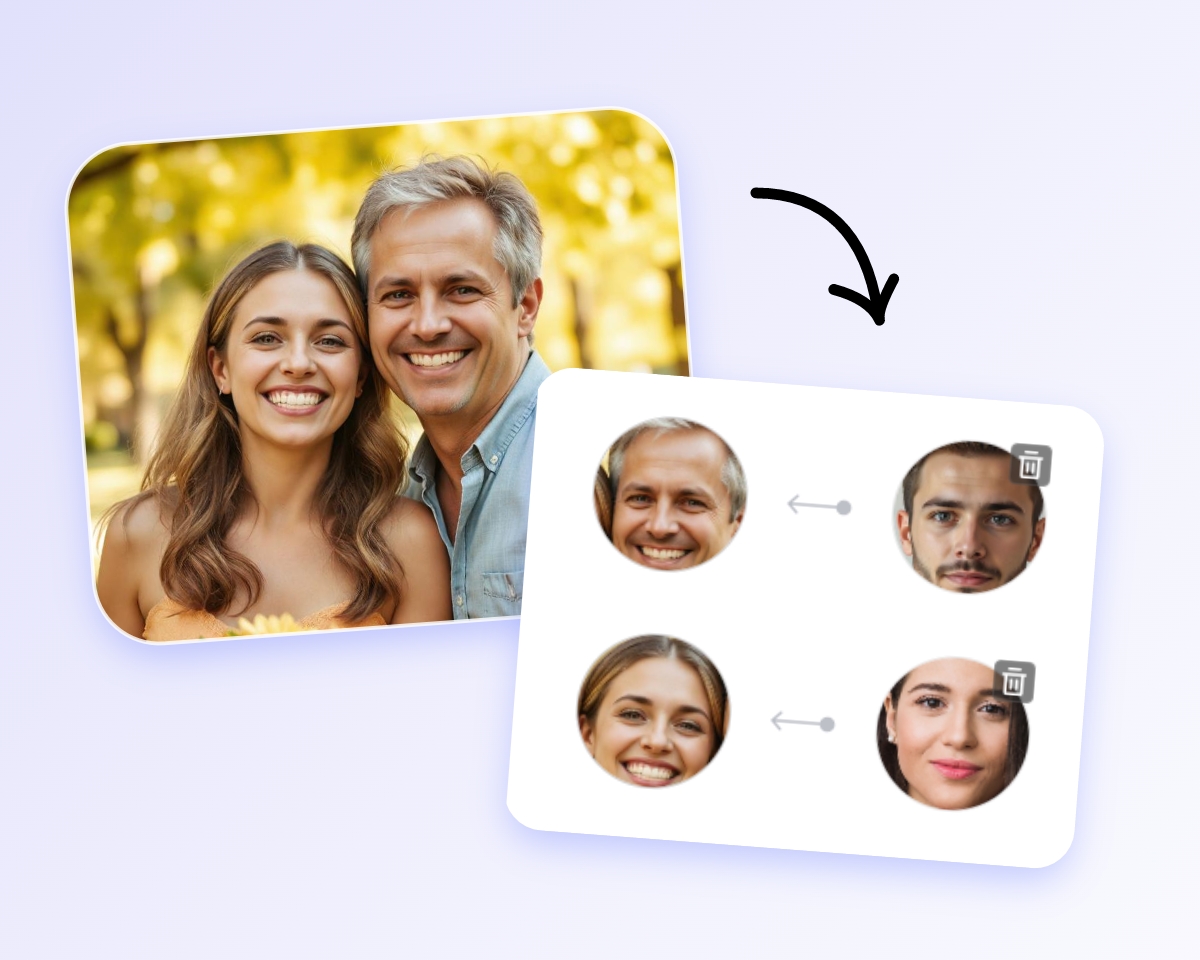 Schritt 2 KI erkennt Gesichter im Bild und Laden Sie neue Gesichter hoch