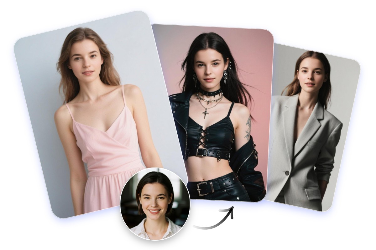 Swap the face of lady with different models to virtually try on different outfits