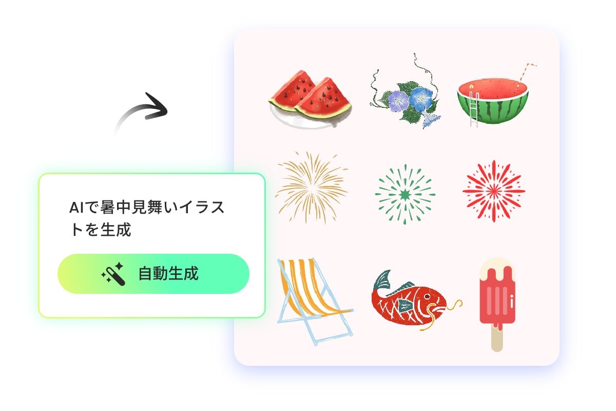 AIでオリジナルの暑中見舞いイラストをサクッと自動生成