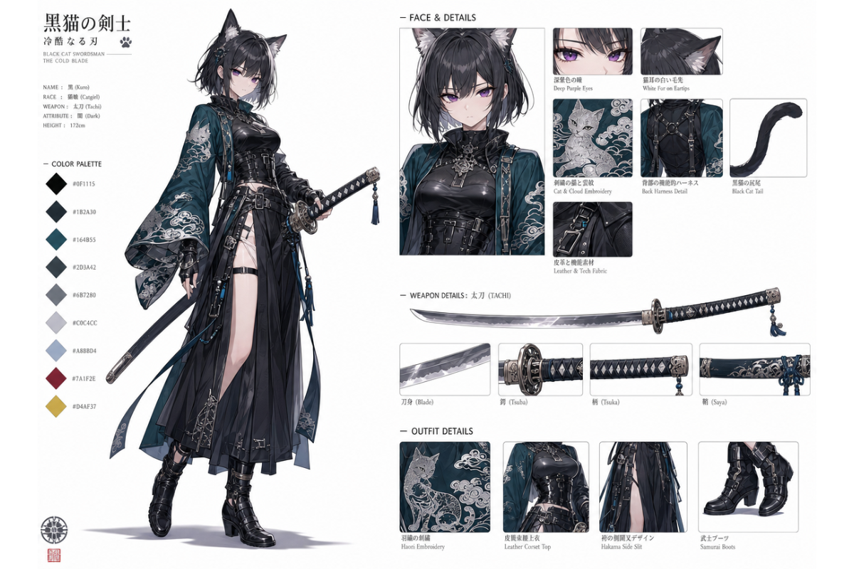 本格的なキャラクター設計図も作成可能