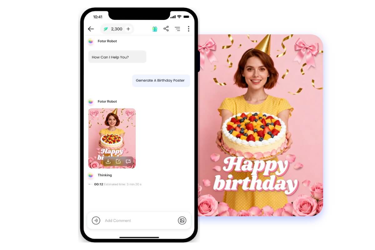 Talk to ai to generate a birthday poster in fotor free ai poster generator app