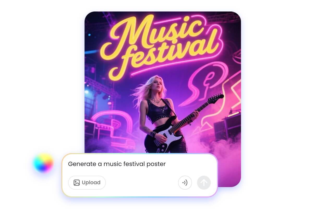 Talk to fotor ai agent to generate a music festival poster