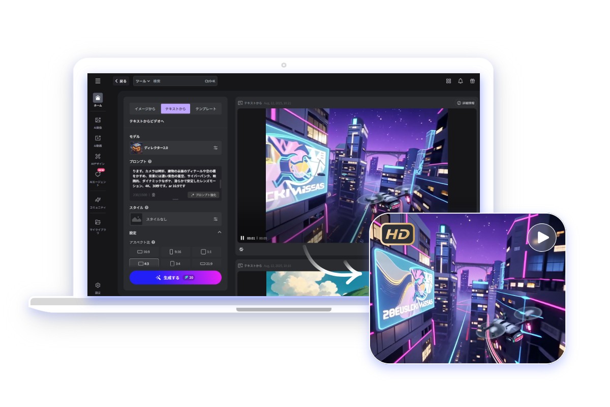 簡単なインターフェースでプロフェッショナルな結果を