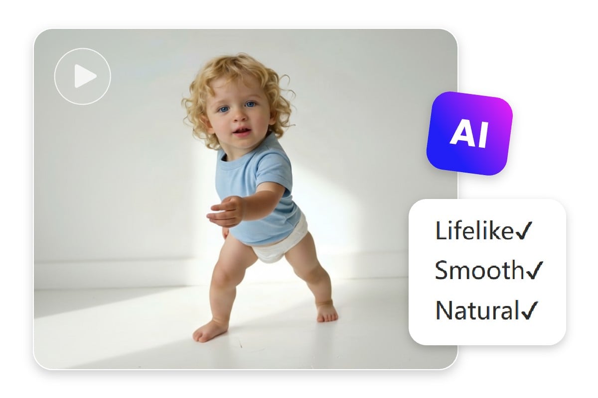 The ai baby dance video generayed with fotor is realistic and natural
