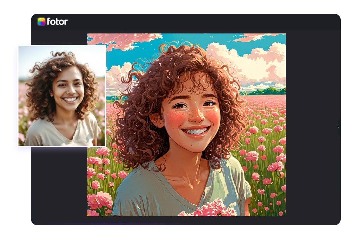 The interface of using an ai filter to your photo instantly