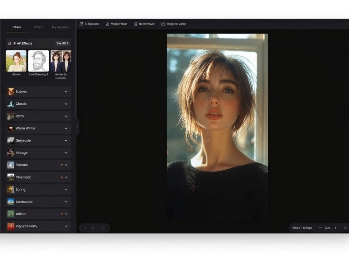 The ui of fotor photo effects tool