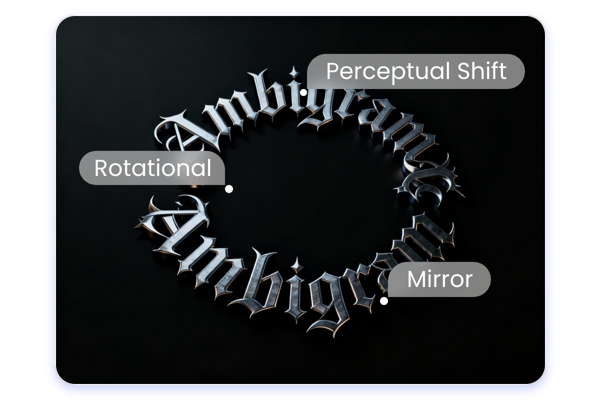 Three common types of ambigram tattoo