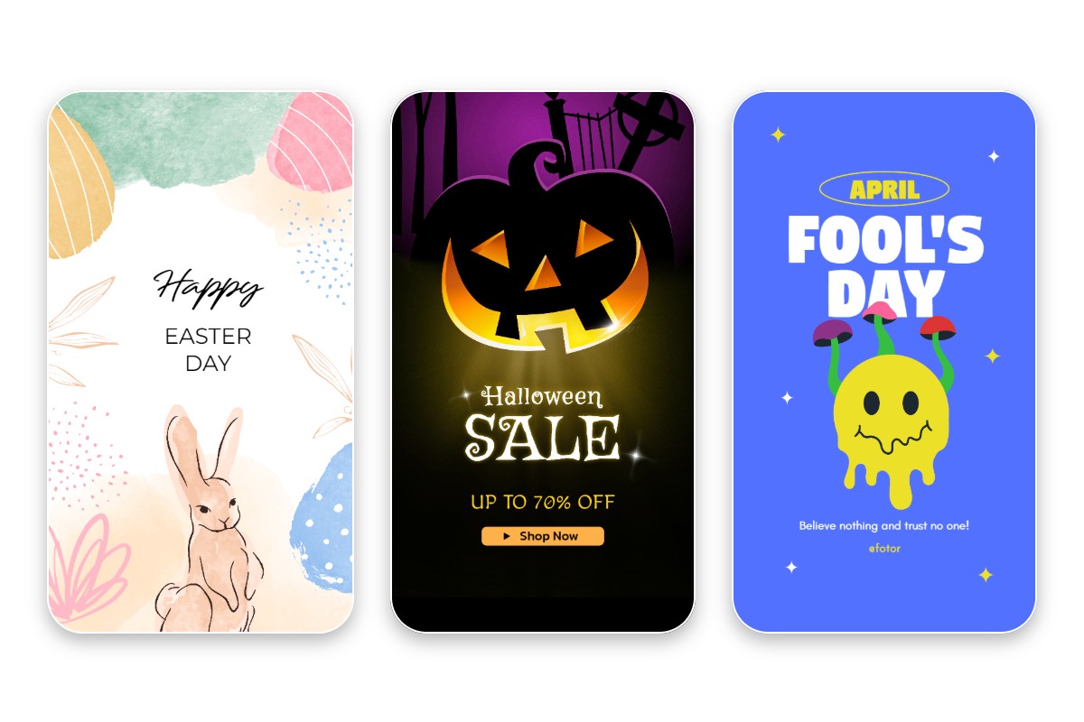 Three festive instagram story templates from fotor