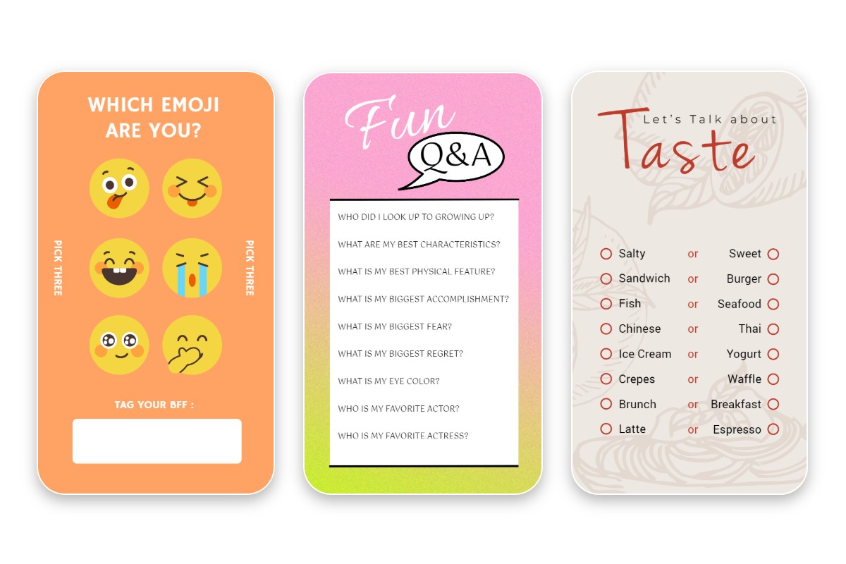 Three questions instagram story templates from fotor