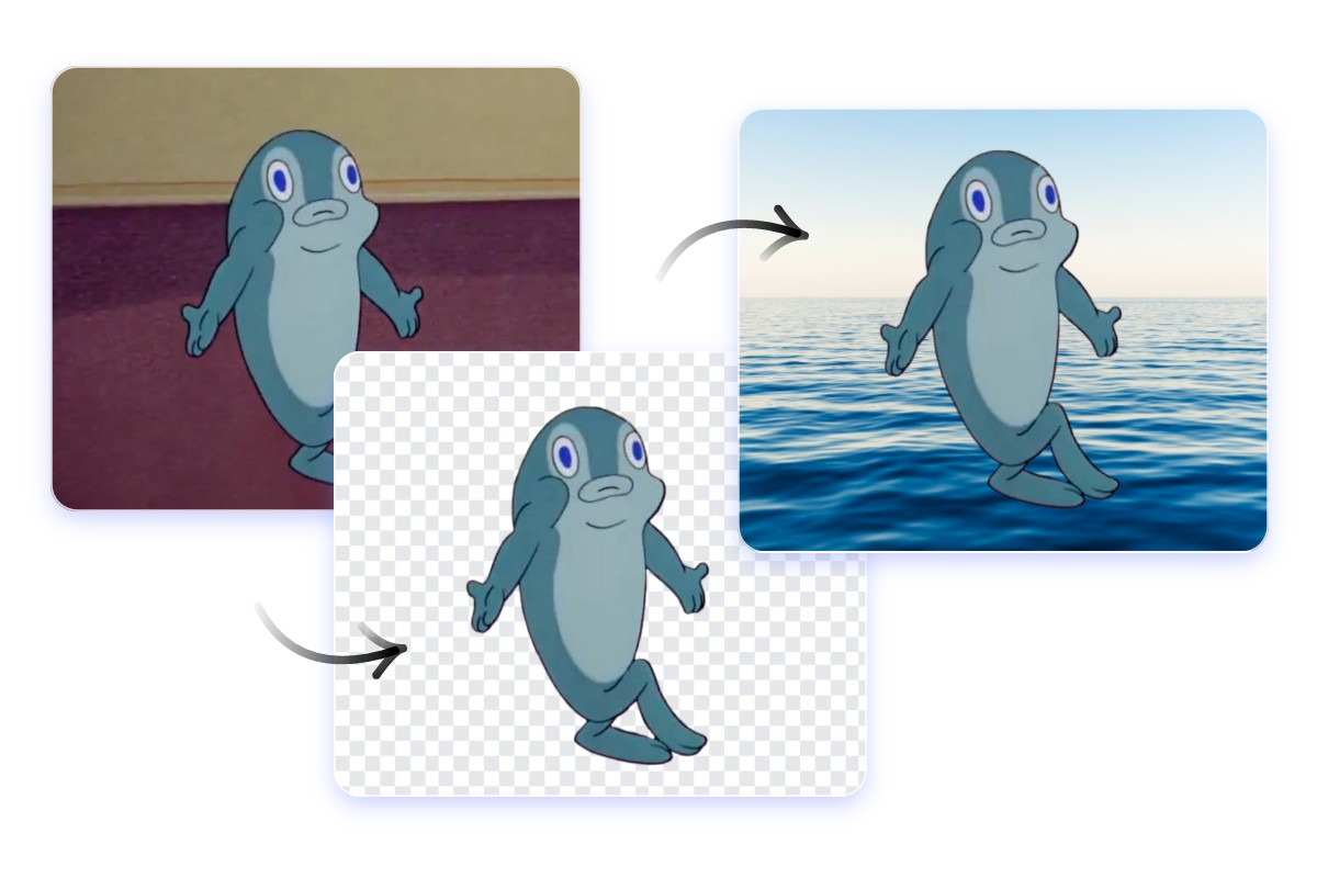 魚ミームの背景を透過して自由に変更