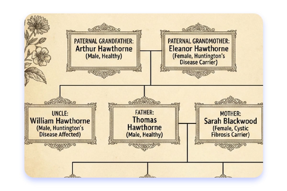 Suivre l'historique de santé et les principaux schémas familiaux