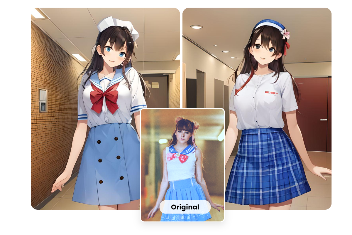 Transform female daily life selfie into anime pngtuber in fotor online pngtuber maker