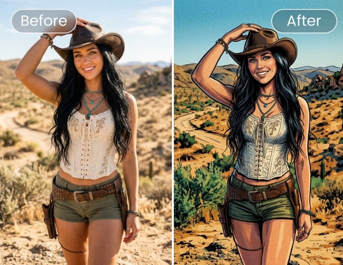 Transform image to comic style with Fotor AI Photo Editor