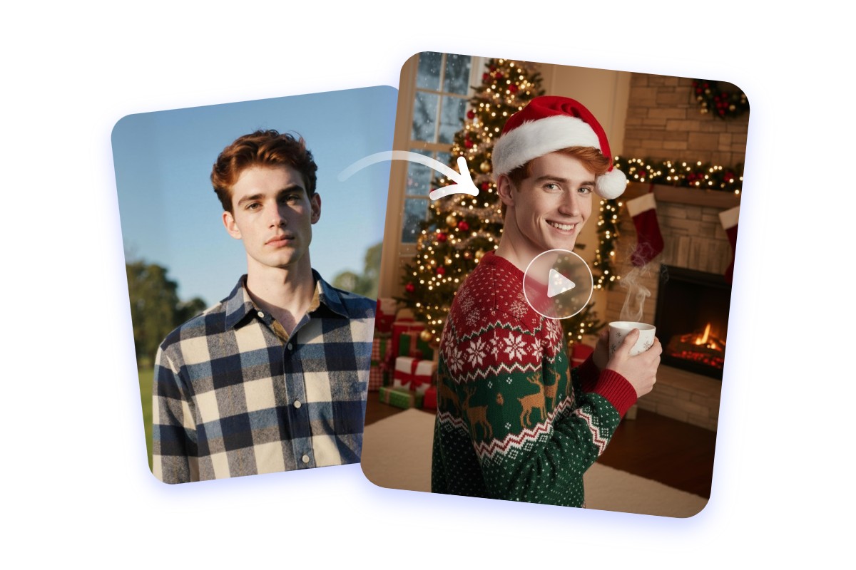 Transform photos into animated christmas greetings