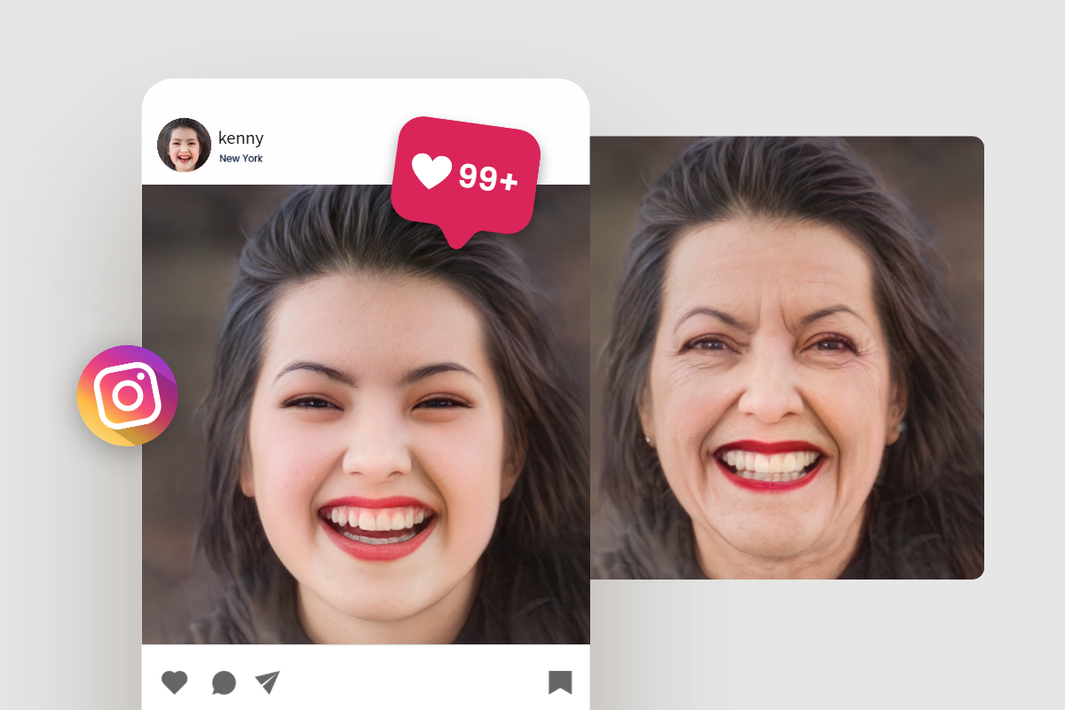 Transform den gamle kvinde til teenagerens look og del det på Instagram