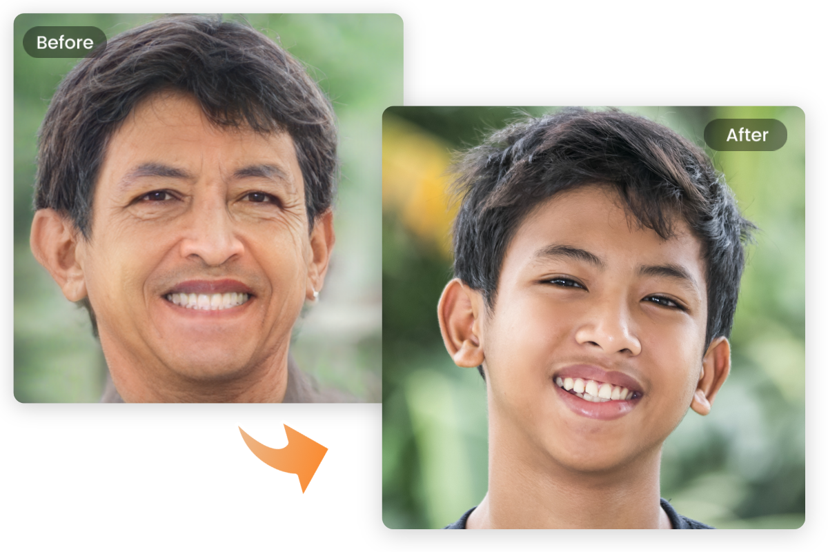 Transformez le vieil homme en look adolescent en utilisant un filtre pour adolescents en ligne Fotor