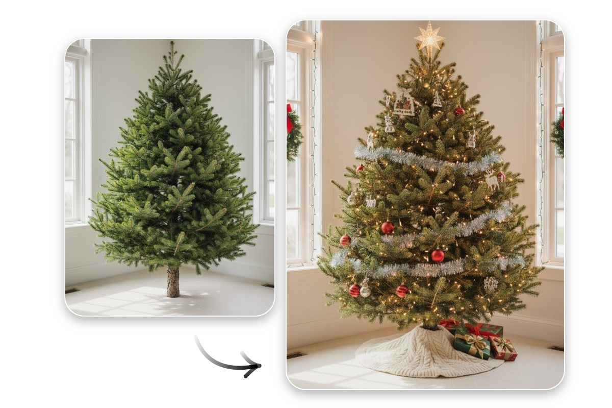 お手持ちの写真を、クリスマス風に変換