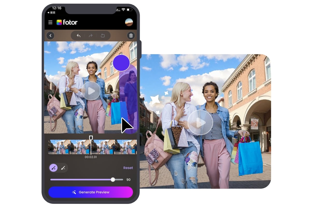 Try fotor ai short video generator to create ai short video on a smartphone