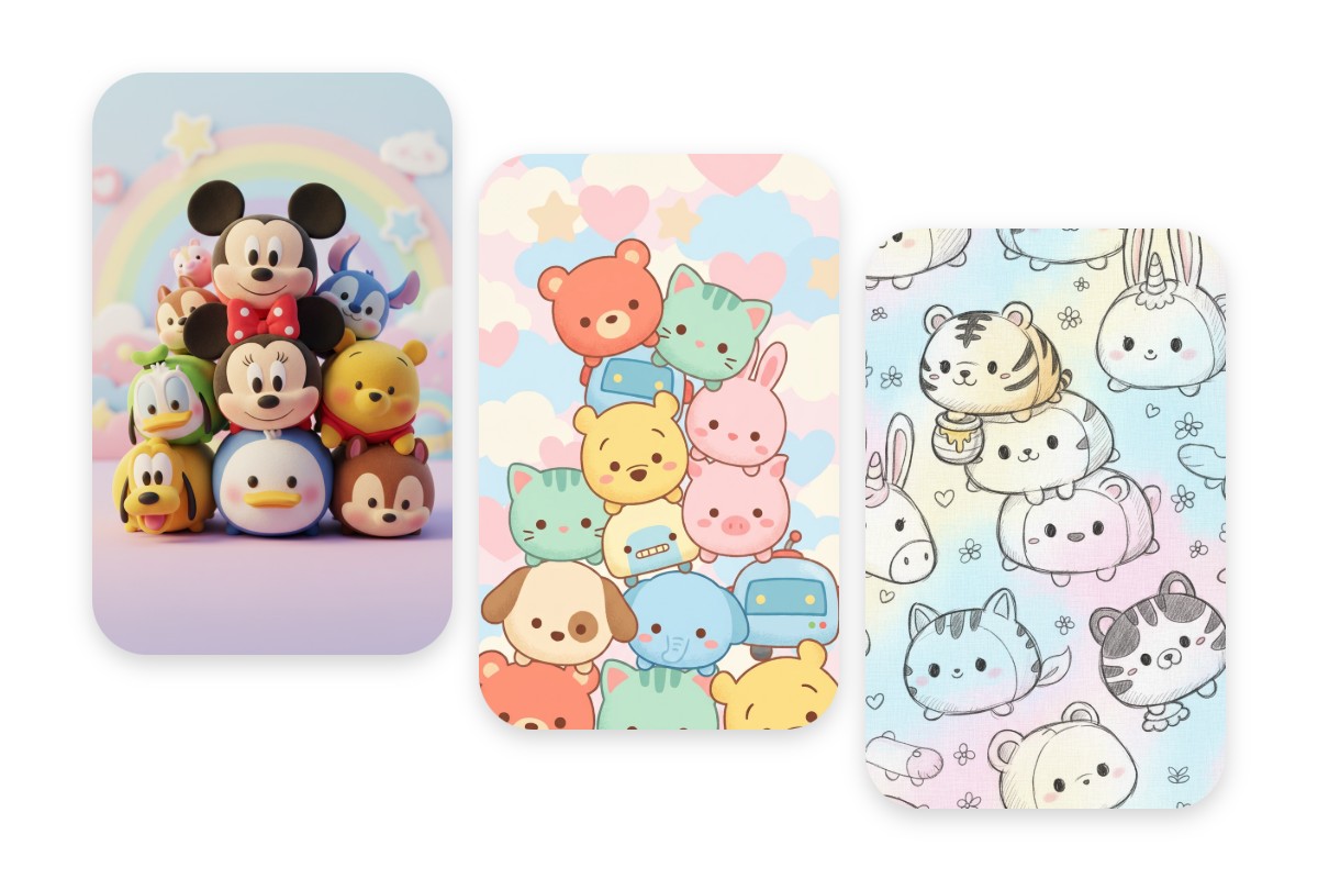 多彩なスタイルのツムツム壁紙を自由自在に生成