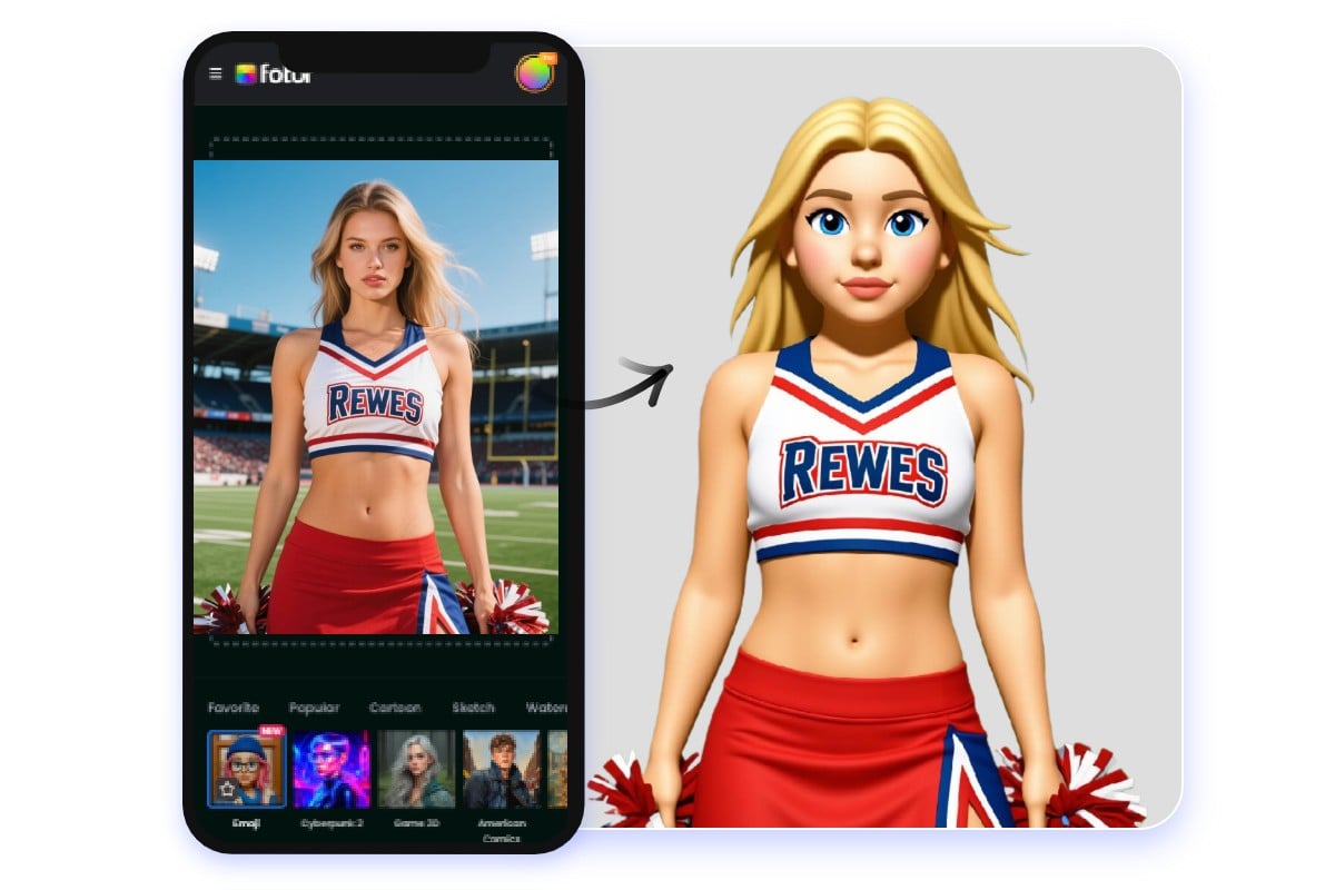 Turn a beautiful girl image into an stunning emoji on phone