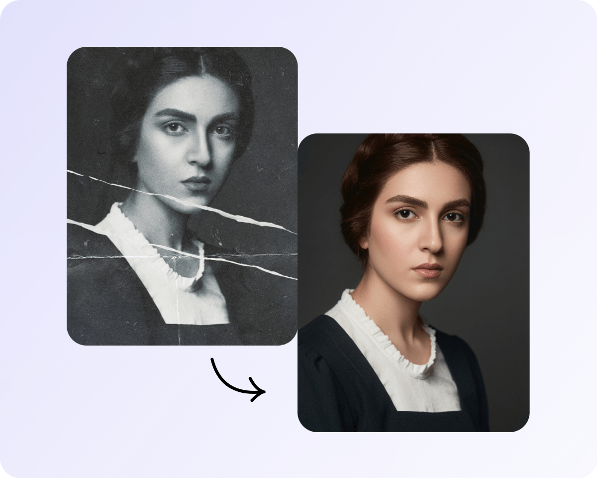 Turn a bnw classic lady portrait image to color