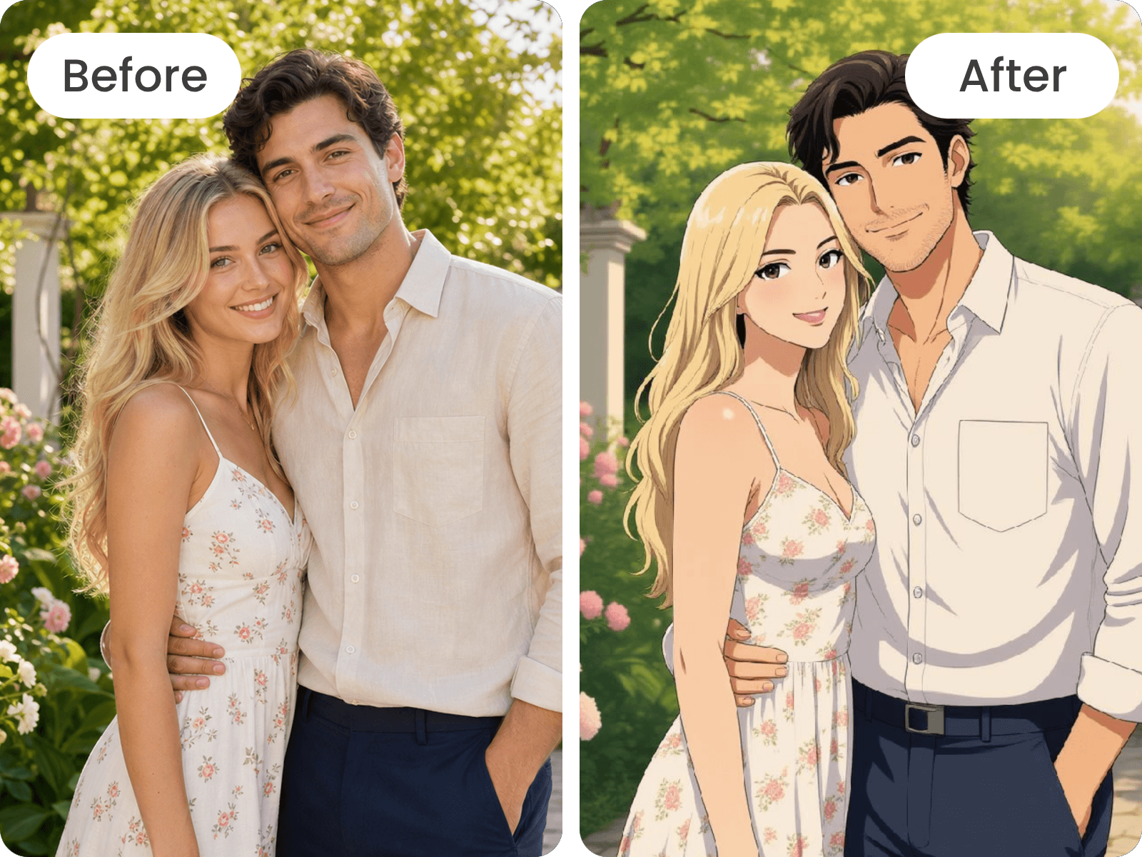 Turn a couple into cartoon characters
