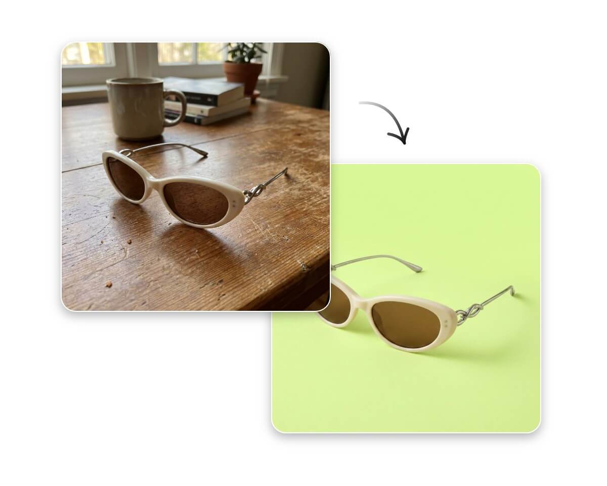 Turn a daily shot sunglasses photo into a vibe product image