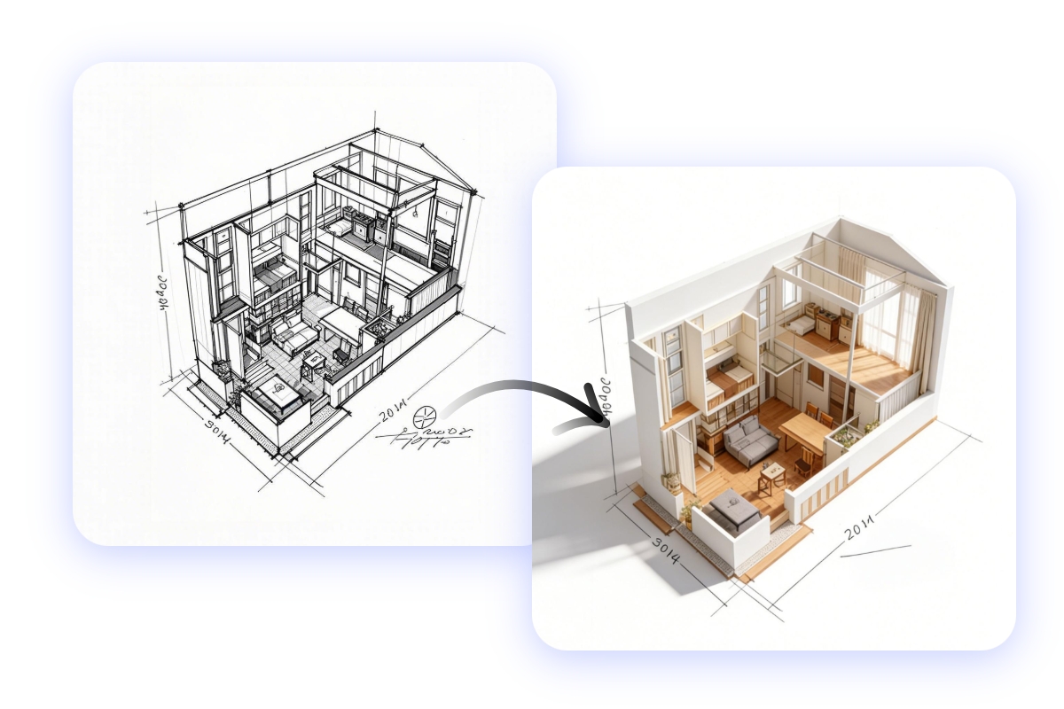 Turn a design sketch into a 3d mockup