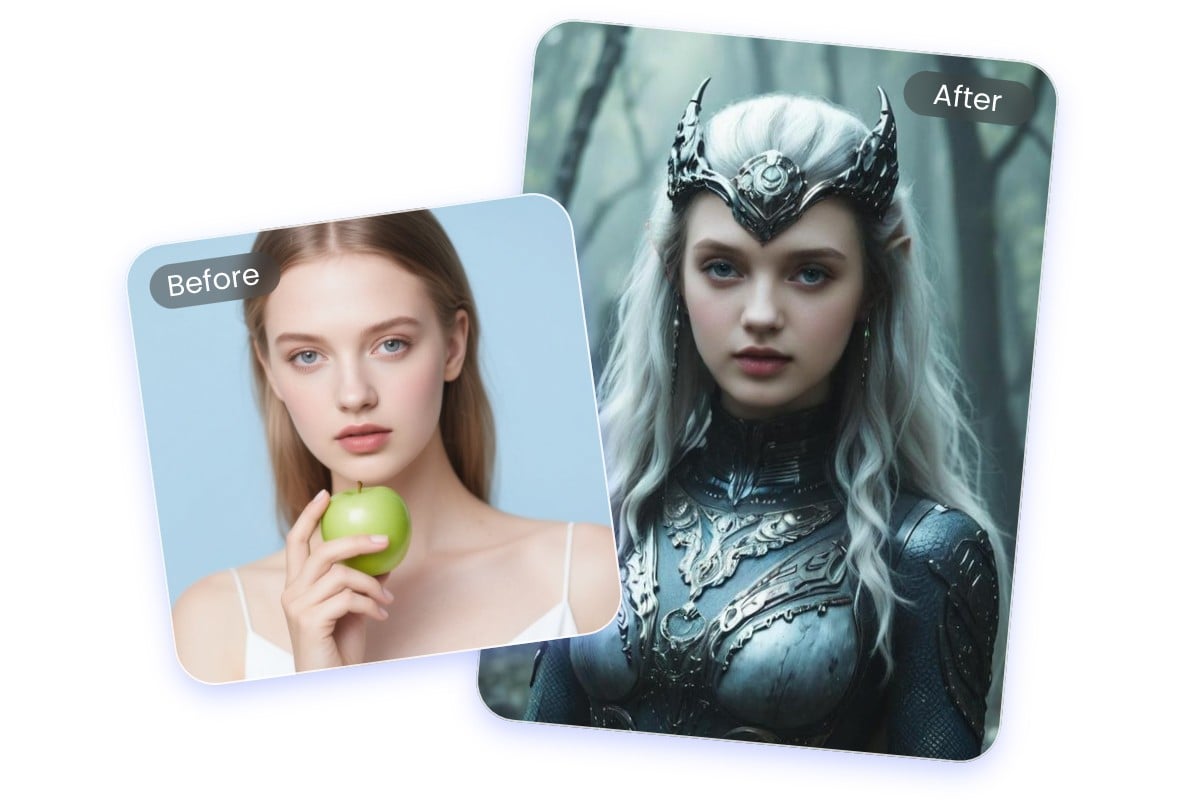 transformer une photo de portrait féminin en un personnage fantastique