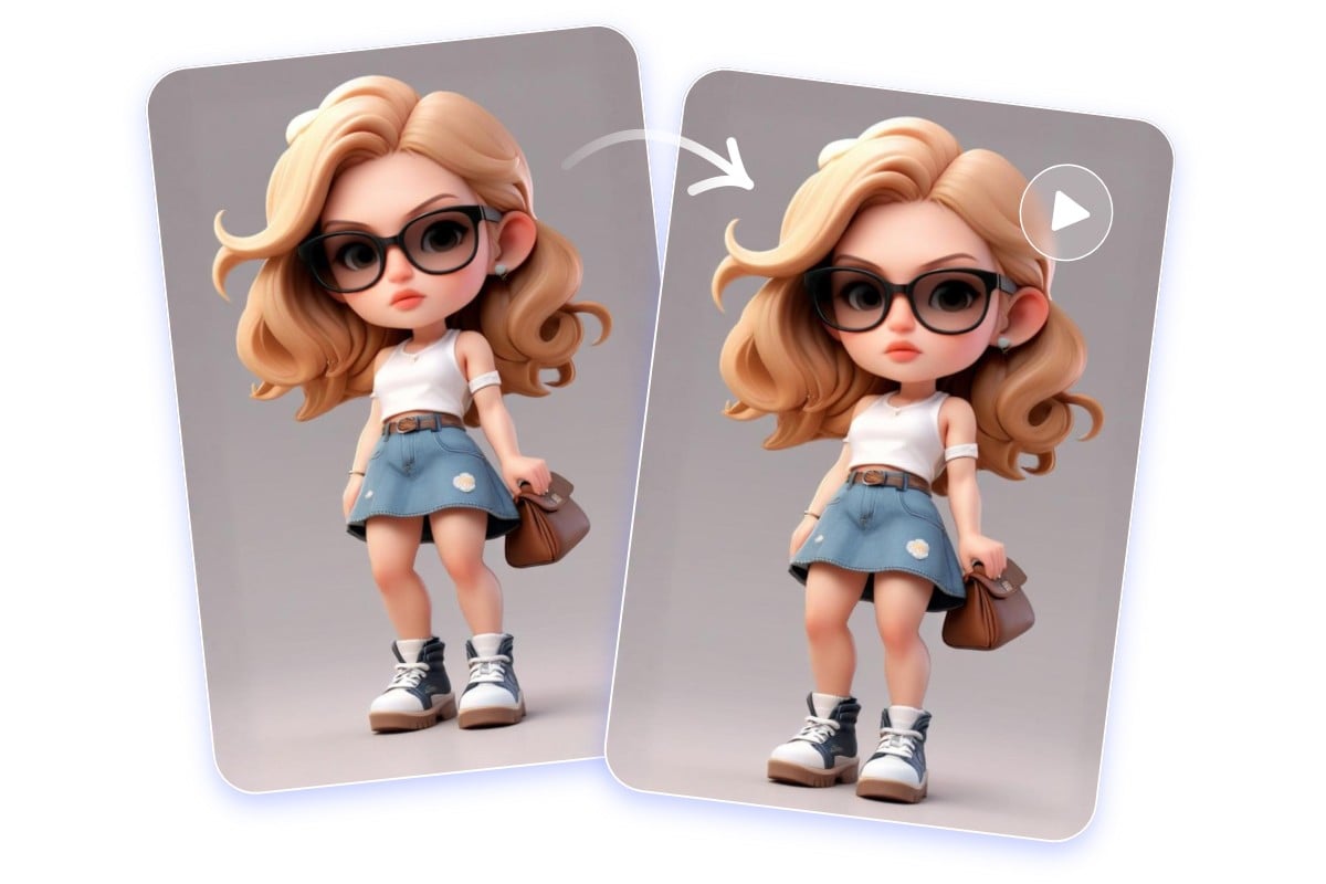 Turn a girl doll image into a dynamic video