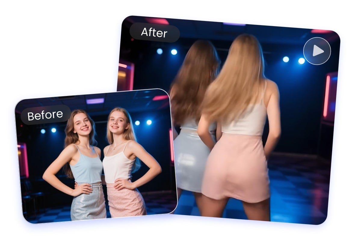 Transformer une photo de groupe de deux jeunes filles en une vidéo de twerk