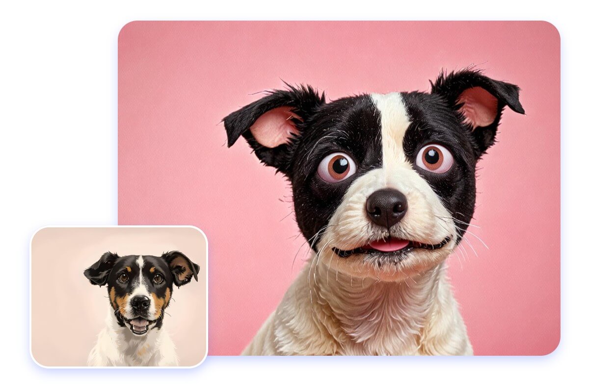 Turn a pet dog into a muppet style in fotor