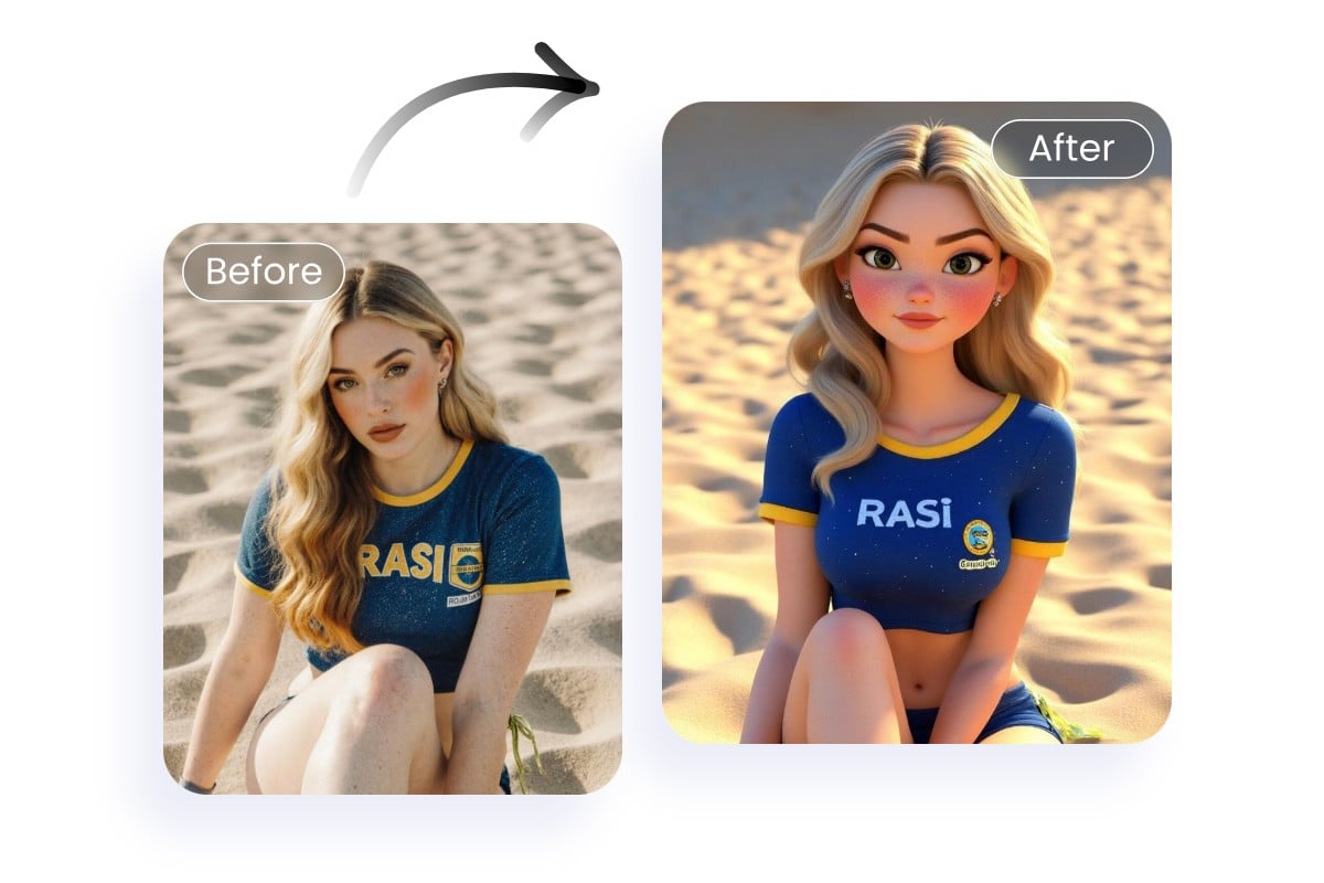 Turn a photo of a blond girl into a 3d cartoon