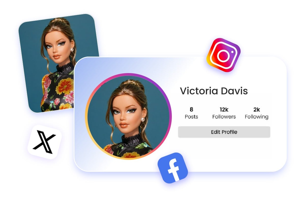 Turn a photo of a graceful lady into an ai bratz doll and use it as a social media avatar