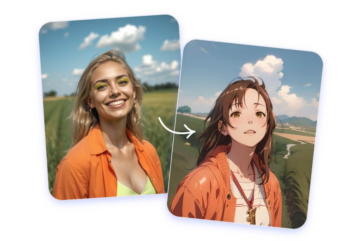 Turn a photo of a smiling girl into anime style