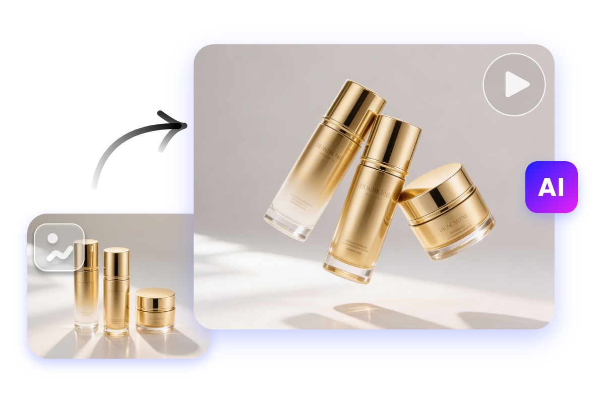 Turn a photo of skincare products into a dynamic video