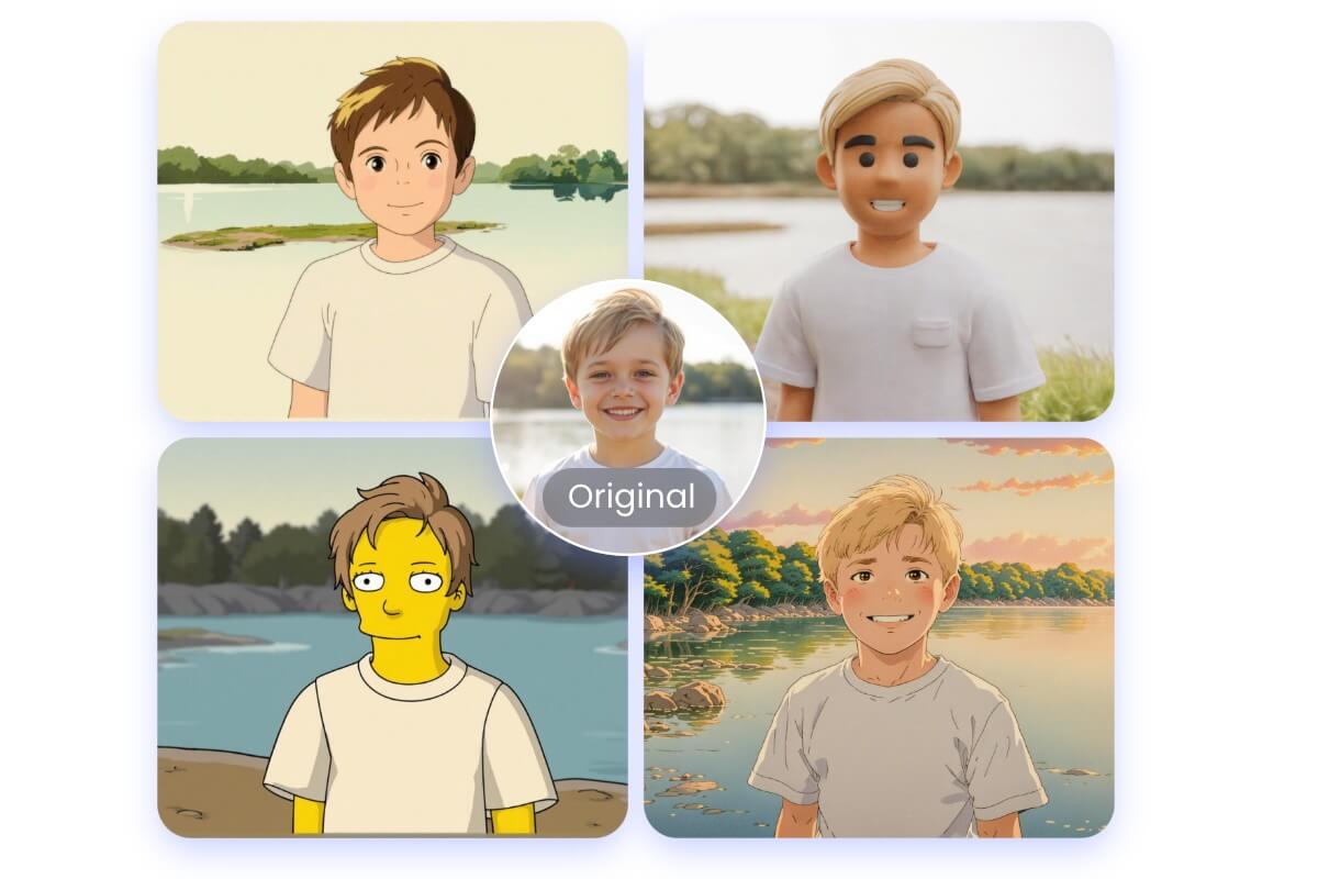 Turn a picture of a boy into different anime styles