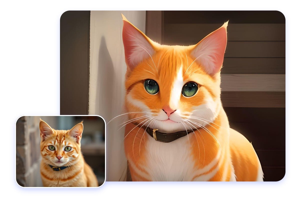 Turn a picture of a yellow cat into an anime style