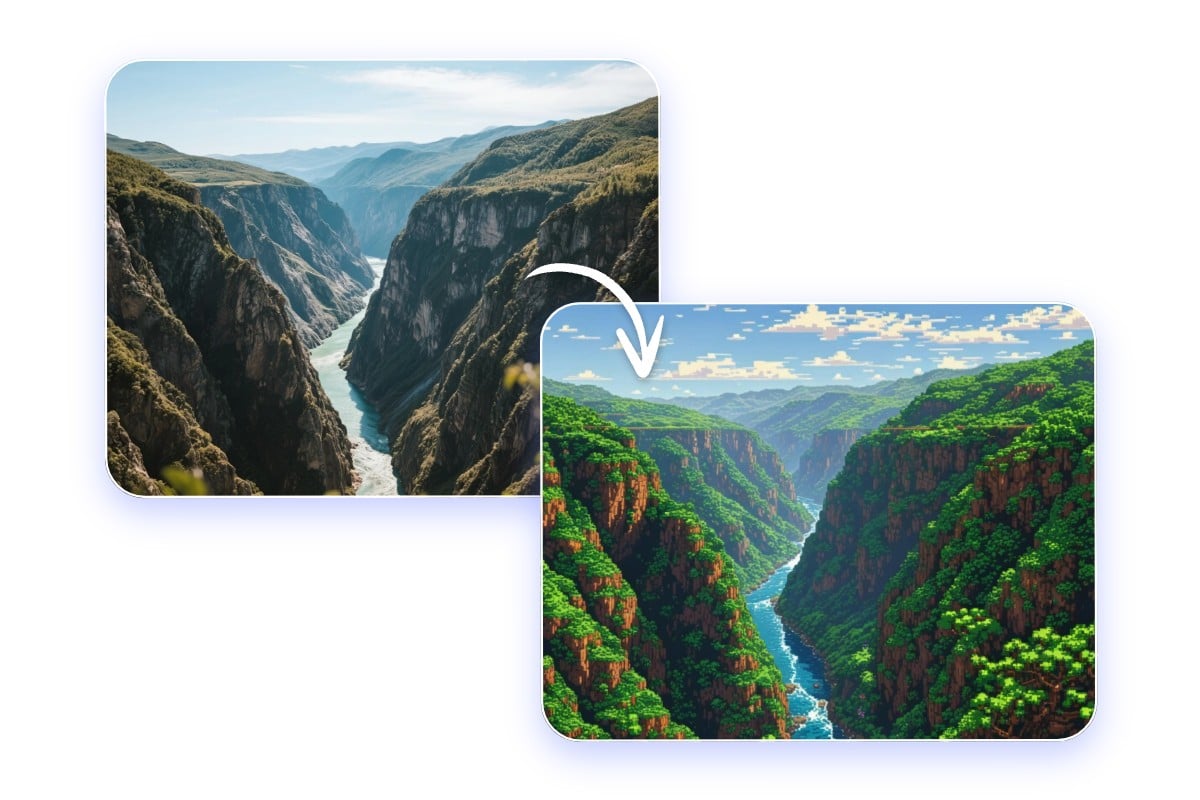 Turn a picture of natural landscape into pixel art