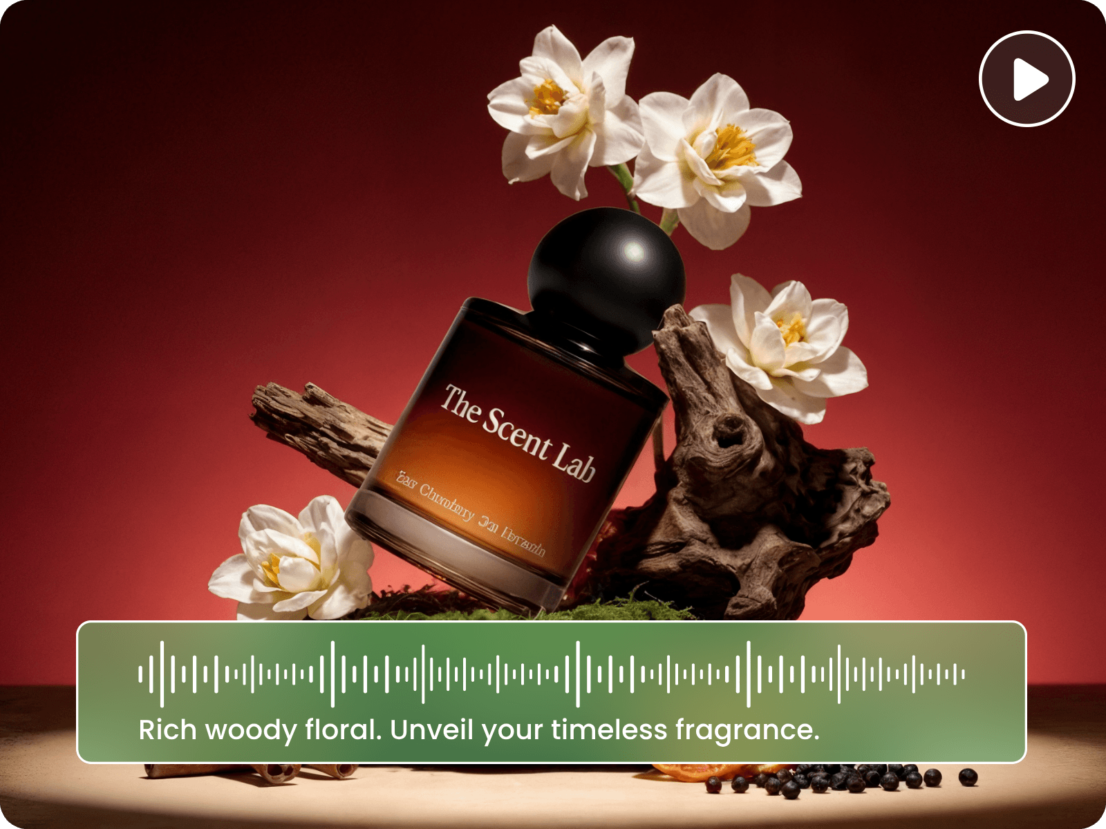 Turn an audio file with a prompt into a vidoe of a skincare product