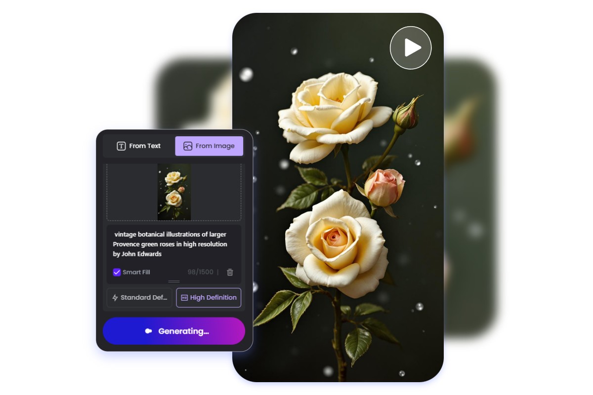 Turn an image into a Tik Tok flower video with prompt with AI