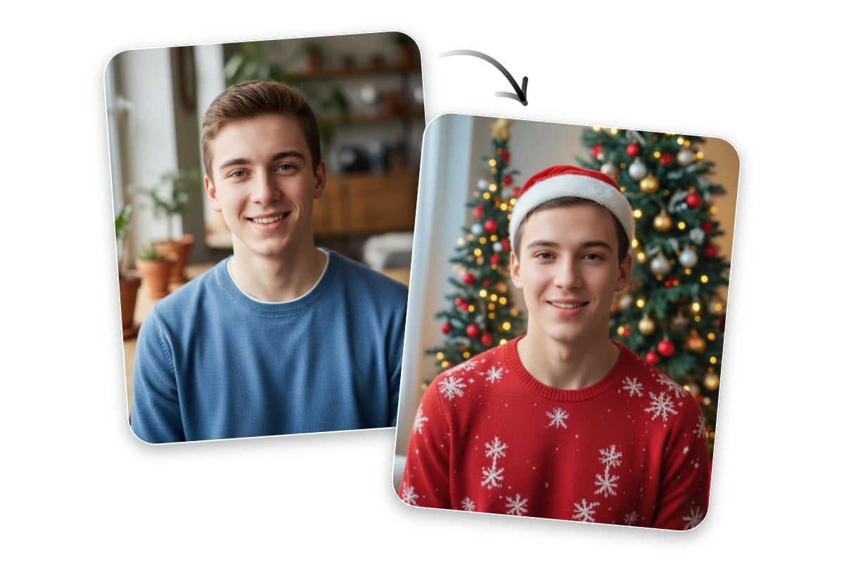 ワンクリックで写真にクリスマスフィルターを適用