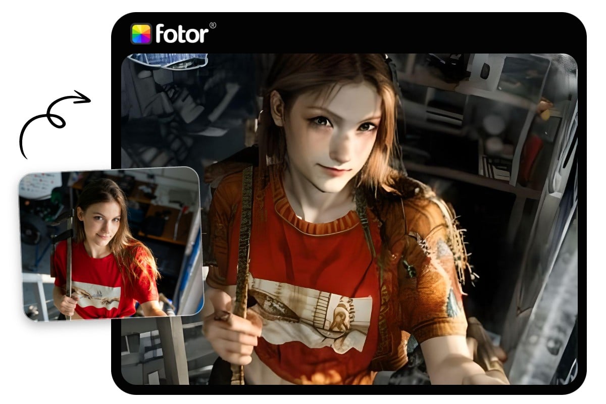 Turn female selfie into sims style using fotors online sims ai filter