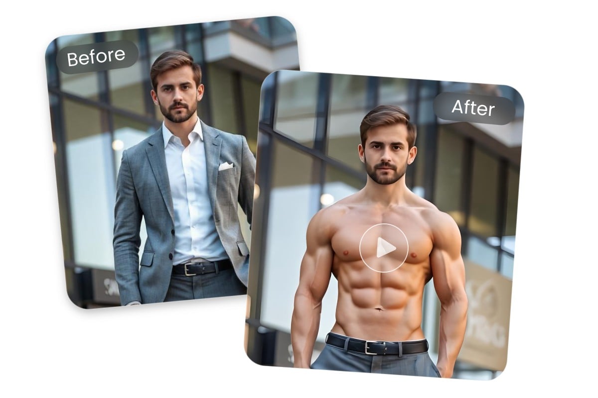 Turn muscle man photo into AI muscle growth video