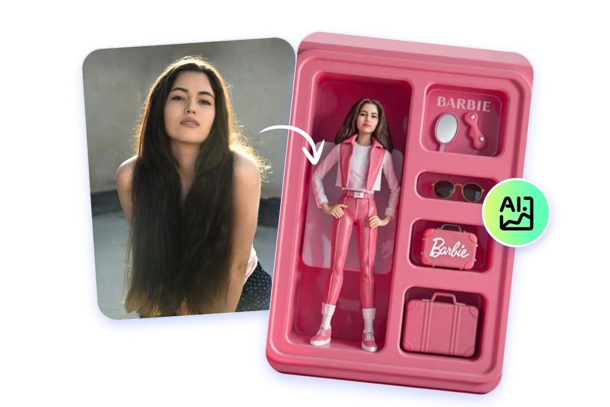 Turn photo into barbie box with Fotor AI