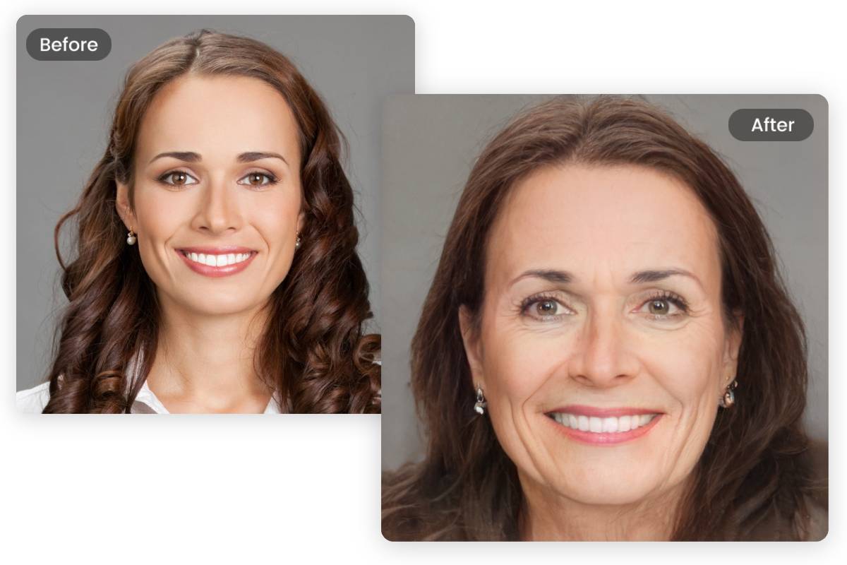 Transforme le visage de la femme en vieux visage