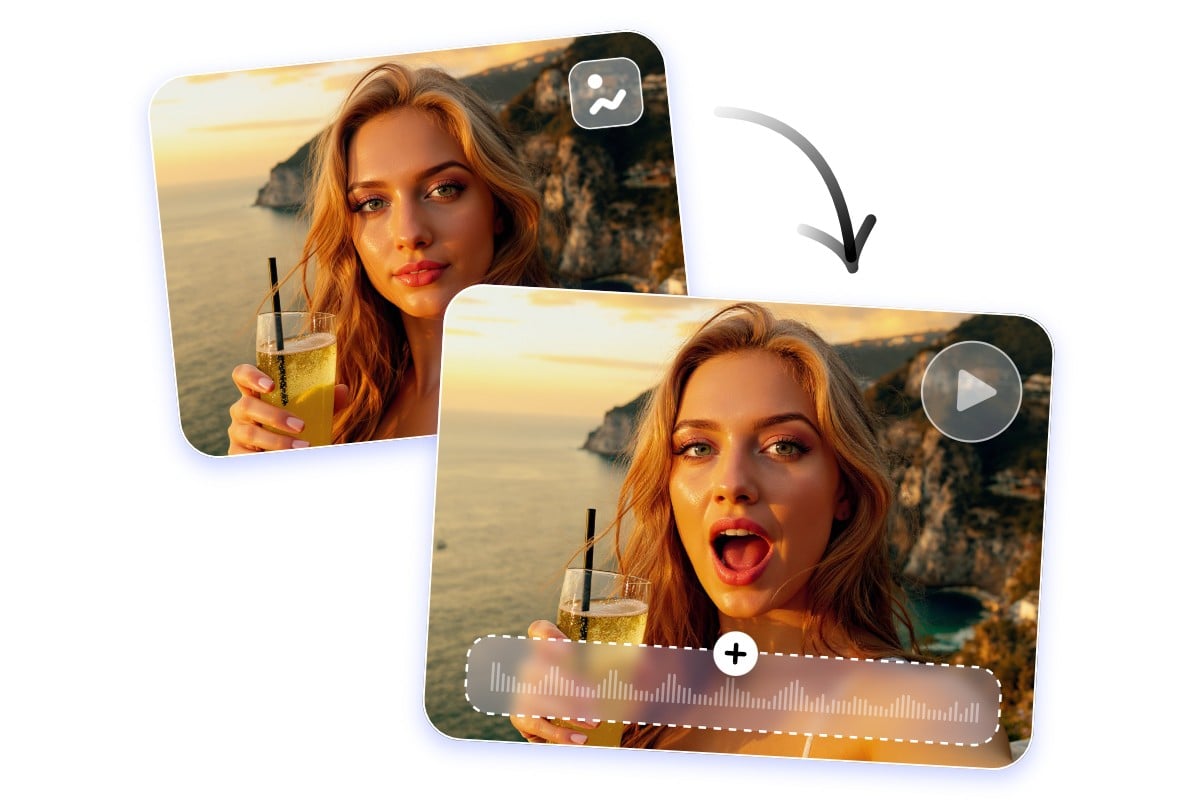Turn your own photo into lifelike talking avatar video with audio featuring a woman with drink